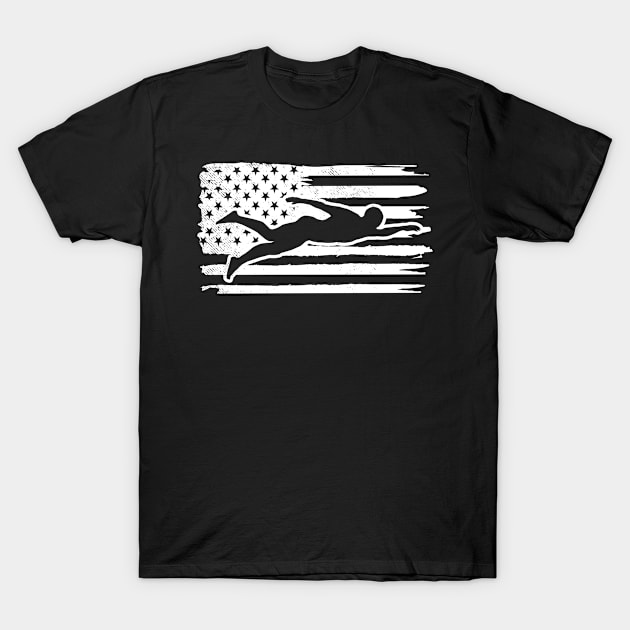 Swimming vintage america flag art T-Shirt by tmuzaa